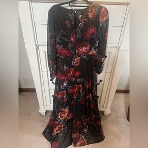 Ronni Nicole Black and Red Floral Long Sleeve Dress